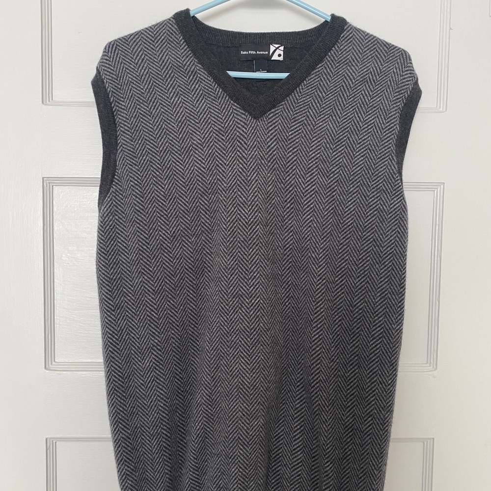 Saks Fifth Avenue Wool Sweater Vest Mens Large
